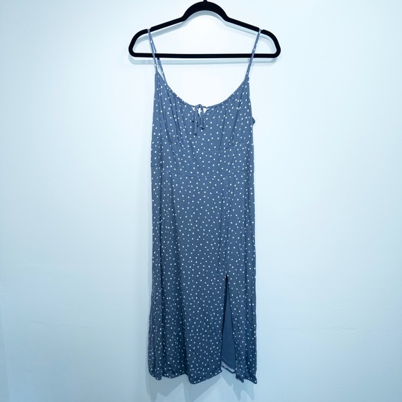 Abercrombie & Fitch Dresses & Skirts - Abercrombie & Fitch Slate‎ Blue Polka Dot Midi Sundress Size Large